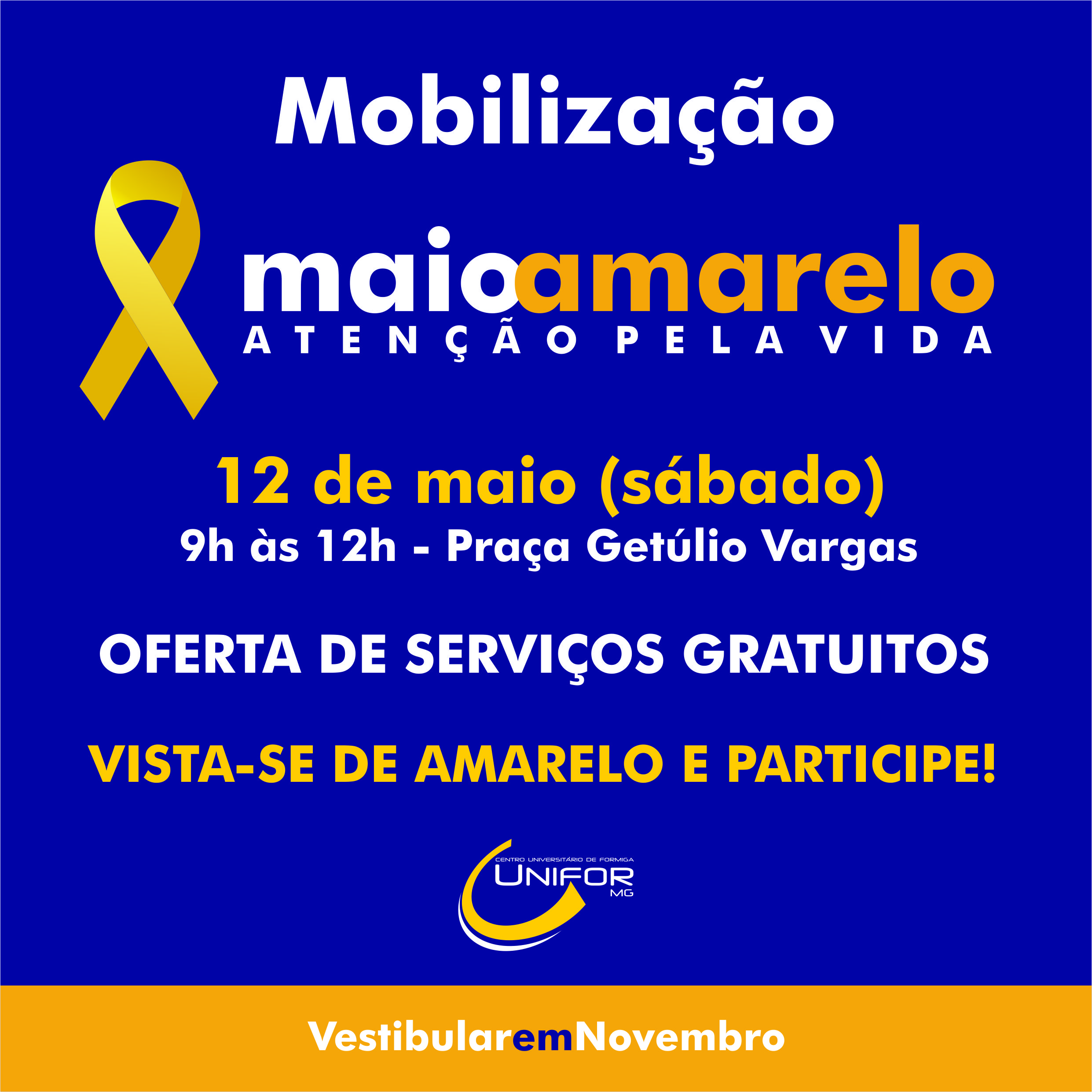 MOBILIZAÇÃO MAIO AMARELO É NO PRÓXIMO SÁBADO