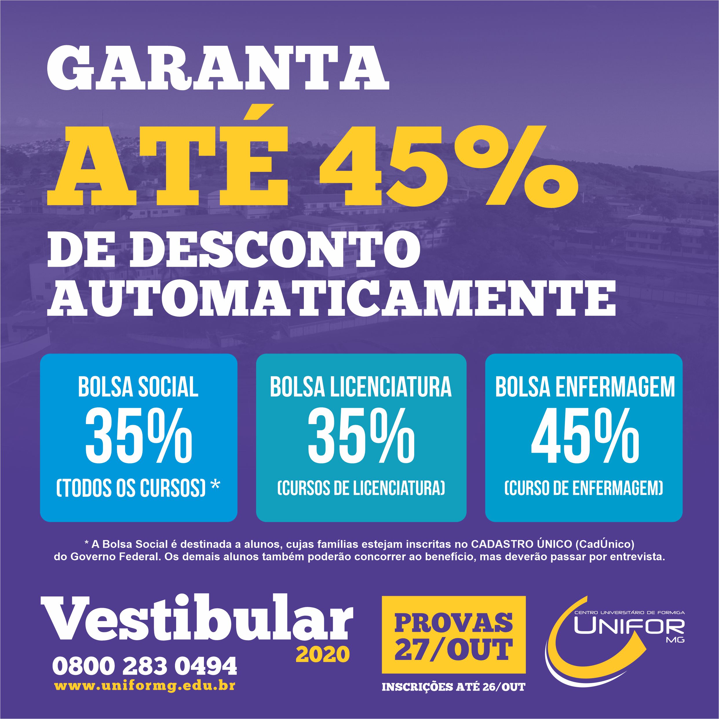 CONFIRA AS BOLSAS AUTOMÁTICAS CONCEDIDAS PELO CENTRO UNIVERSITÁRIO DE FORMIGA – UNIFOR-MG