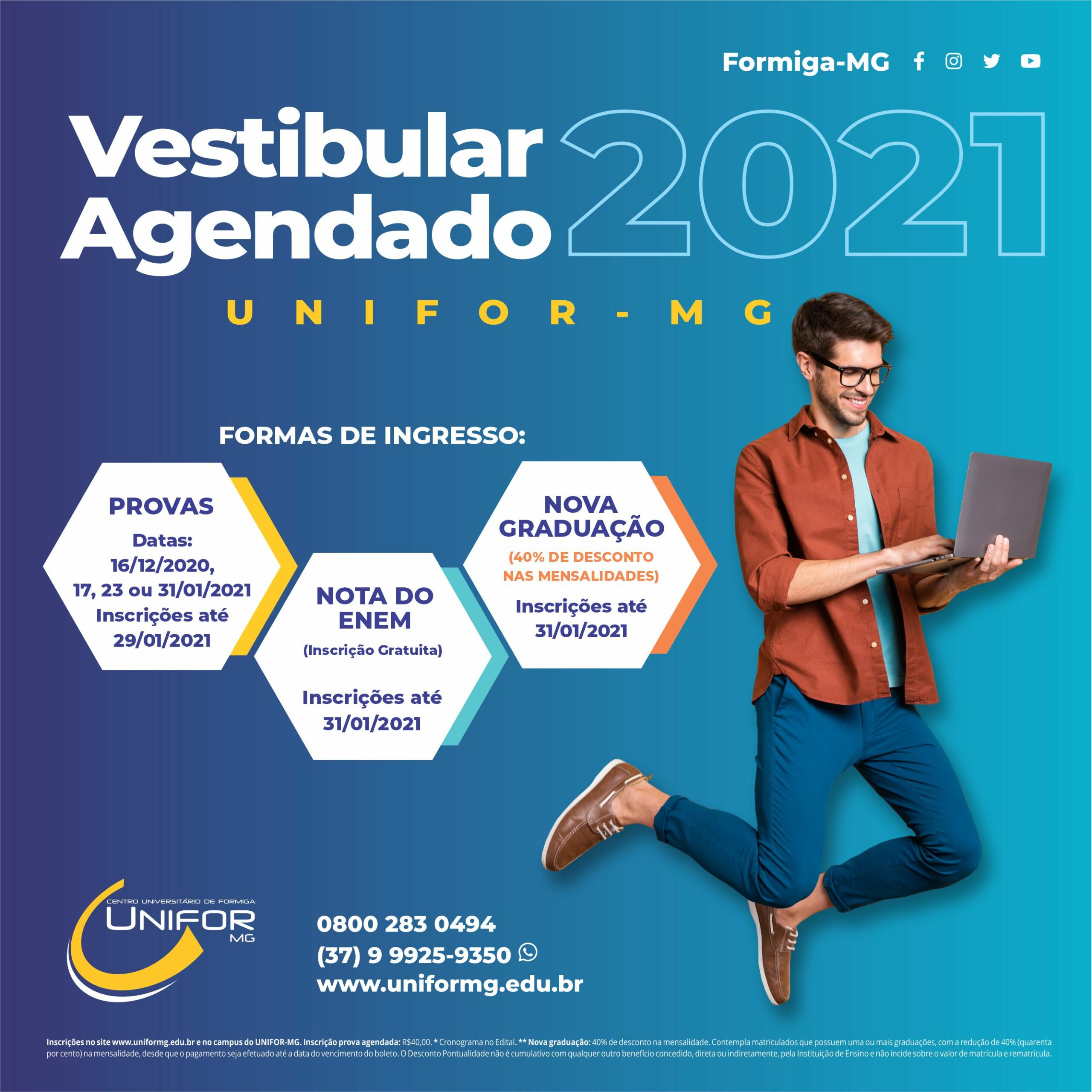 UNIFOR-MG DIVULGA EDITAL DOS VESTIBULARES AGENDADOS