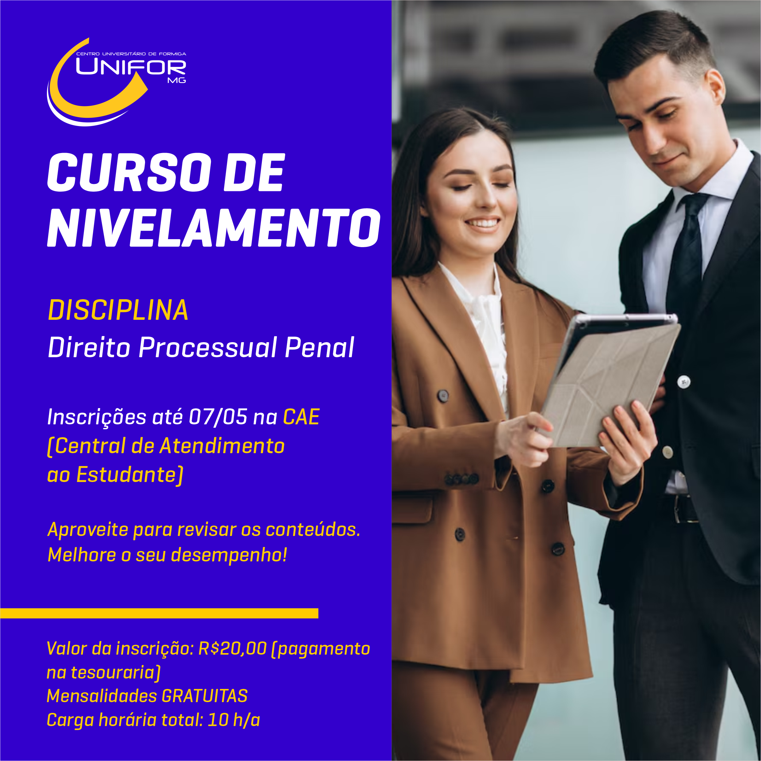 INSCRIÇÕES ABERTAS PARA CURSO DE NIVELAMENTO